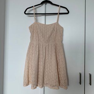 Cute Laced Peach Mini Sun Dress A-line Small